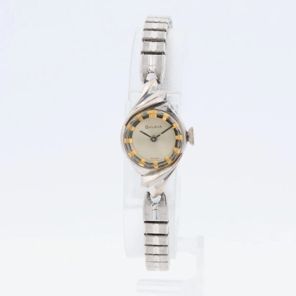 Vintage Bulova 17 Jewel Ladies Mechanical Wristwatch 6CB Steel & 10k RGP - Picture 6 of 7